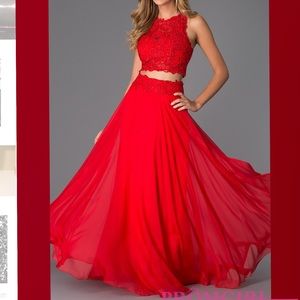 Red Two Piece Long Dress